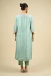 Shop_Prisho_Blue Embroidery, Gota Patti Round Neck Aqua Work Kurta Set _at_Aza_Fashions