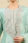 Buy_Prisho_Blue Embroidery, Gota Patti Round Neck Aqua Work Kurta Set 