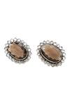 Shop_Sangeeta Boochra_Brown Imitation Gemstones Quartz Designer Earrings _Online_at_Aza_Fashions