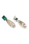 Shop_Sangeeta Boochra_Green Imitation Gemstones Emerald Silver Earrings _at_Aza_Fashions