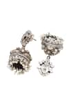Shop_Sangeeta Boochra_Silver Plated Zari Kundan Earrings _at_Aza_Fashions