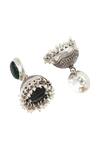 Shop_Sangeeta Boochra_Green Onyx Silver Designer Earrings _at_Aza_Fashions