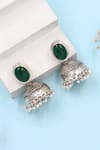 Buy_Sangeeta Boochra_Green Onyx Silver Designer Earrings _at_Aza_Fashions