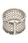 Sangeeta Boochra_Red Kundan Silver Designer Bangle _Online_at_Aza_Fashions