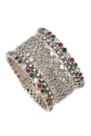Buy_Sangeeta Boochra_Red Kundan Silver Designer Bangle _Online_at_Aza_Fashions