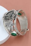 Buy_Sangeeta Boochra_Green Designer Silver Bangle _at_Aza_Fashions