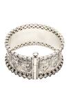Shop_Sangeeta Boochra_Silver Plated Crystals Designer Checkered Bangle _at_Aza_Fashions