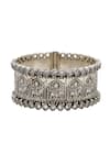 Sangeeta Boochra_Silver Plated Crystals Designer Checkered Bangle _Online_at_Aza_Fashions