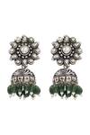 Shop_Sangeeta Boochra_Silver Plated Beads Designer Earrings _Online_at_Aza_Fashions