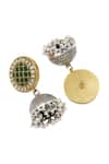 Shop_Sangeeta Boochra_Green Kundan Silver Designer Earrings _at_Aza_Fashions