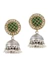 Sangeeta Boochra_Green Kundan Silver Designer Earrings _Online_at_Aza_Fashions
