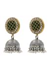 Buy_Sangeeta Boochra_Green Kundan Silver Designer Earrings _Online_at_Aza_Fashions