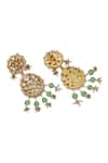 Shop_Sangeeta Boochra_White Zari Kundan Designer Earrings _at_Aza_Fashions