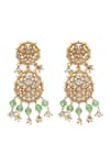 Sangeeta Boochra_White Zari Kundan Designer Earrings _Online_at_Aza_Fashions