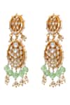 Buy_Sangeeta Boochra_White Zari Kundan Designer Earrings _Online_at_Aza_Fashions