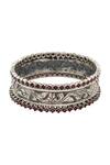 Sangeeta Boochra_Pink Kundan Silver Designer Bangle _Online_at_Aza_Fashions