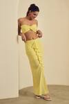 Label Frow_Yellow Lycra Sweetheart Neck Yasmin Skirt Set _Online_at_Aza_Fashions