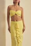 Buy_Label Frow_Yellow Lycra Sweetheart Neck Yasmin Skirt Set _Online_at_Aza_Fashions
