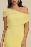 Buy_Label Frow_Yellow Lycra, Net Off-shoulder Dia Mini Dress _Online_at_Aza_Fashions