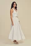 Label Frow_White Cotton Halter Neck Sylvie Midi Skirt Set _Online_at_Aza_Fashions