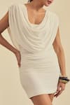 Buy_Label Frow_White Lycra Cowl Neck Aliyah Mini Dress _Online_at_Aza_Fashions