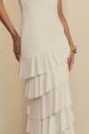 Shop_Label Frow_White Lycra Off-shoulder, Bandeau Neck Strapless Layered Midi Dress _Online_at_Aza_Fashions