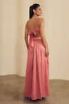 Shop_Label Frow_Pink Cotton Satin Square Neck Gathered Flared Maxi Skirt Set _at_Aza_Fashions