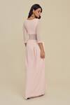 Shop_Label Frow_Pink Lycra, Net Sweetheart Neck Romance Maxi Dress _at_Aza_Fashions