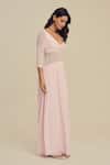 Label Frow_Pink Lycra, Net Sweetheart Neck Romance Maxi Dress _Online_at_Aza_Fashions