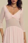 Buy_Label Frow_Pink Lycra, Net Sweetheart Neck Romance Maxi Dress _Online_at_Aza_Fashions