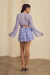 Shop_Label Frow_Purple Georgette V-neck Bali Mini Skirt Set _at_Aza_Fashions