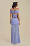 Shop_Label Frow_Purple Lycra, Net Off-shoulder Shona Maxi Skirt Set _at_Aza_Fashions