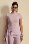 Buy_Label Frow_Purple High Neck Flared Pants Set _Online_at_Aza_Fashions