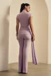 Shop_Label Frow_Purple High Neck Flared Pants Set _at_Aza_Fashions