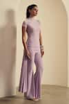 Shop_Label Frow_Purple High Neck Flared Pants Set _Online_at_Aza_Fashions
