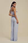 Shop_Label Frow_Blue Cotton, Linen Halter Neck Frida Pants Set _at_Aza_Fashions