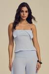 Shop_Label Frow_Blue Cotton, Linen Halter Neck Frida Pants Set _Online_at_Aza_Fashions