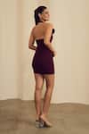 Shop_Label Frow_Burgundy Lycra Halter Neck Rococo Mini Dress _at_Aza_Fashions