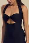Label Frow_Black Lycra Halter Neck Raven Dress _Online_at_Aza_Fashions