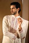 Shop Aariyana Couture Off White Silk, Cotton Embroidery Kurta Pant Set Shop_Aariyana Couture_Off White Silk, Cotton Embroidery Kurta Pant Set