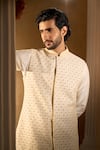 Aariyana Couture_Off White Silk Embroidery Bundi And Kurta Set _Online