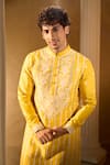 Buy_Aariyana Couture_Yellow Silk, Cotton Embroidery Kurta Set _Online_at_Aza_Fashions