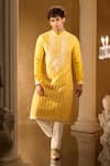 Shop_Aariyana Couture_Yellow Silk, Cotton Embroidery Kurta Set _Online_at_Aza_Fashions