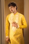 Aariyana Couture_Yellow Silk, Cotton Embroidery Kurta Set _Online
