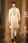 Aariyana Couture_Cream Silk, Cotton Embroidery Kurta Set _at_Aza_Fashions