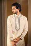 Shop_Aariyana Couture_Cream Silk, Cotton Embroidery Kurta Set 