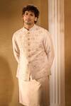 Aariyana Couture Beige Silk Sequins, Embroidery Bundi And Kurta Set Online Aariyana Couture_Beige Silk Sequins, Embroidery Bundi And Kurta Set _Online