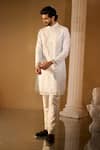 Buy_Aariyana Couture_Off White Organza Sequins, Embroidery Ice Blue Kurta Set _Online_at_Aza_Fashions