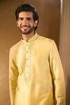 Buy_Aariyana Couture_Yellow Cotton, Silk Embroidery Kurta Set _Online_at_Aza_Fashions