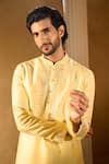 Shop_Aariyana Couture_Yellow Cotton, Silk Embroidery Kurta Set _Online_at_Aza_Fashions